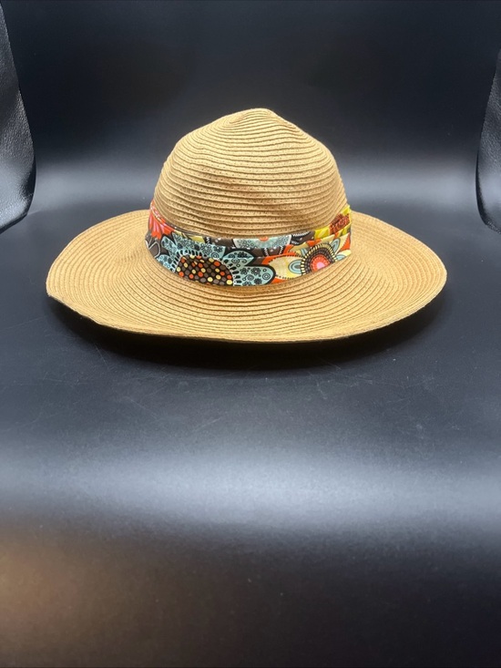 Vera Bradley Accessories - Vera Bradley Woven Straw Wide Brimmed Floppy Sun Beach Hat Retired Floral Print